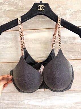 Victoria's Secret Perfect Shape Shimmer Push-Up Bra "Shine Black Leopard" Style
